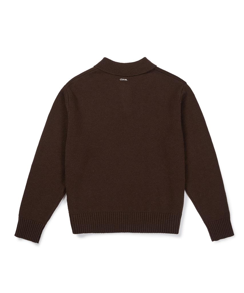 CLOVE [26Fw CLOVE] Пуловер с воротником в ромбы (коричневый)