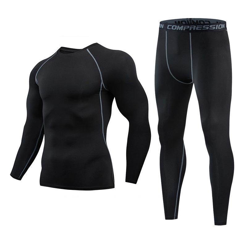 Мужские быстросохнущие красные спортивные тайтсы и костюм с длинным рукавом для бега, тренировок, баскетбола и фитнеса - Идеально для осени и зимы.
