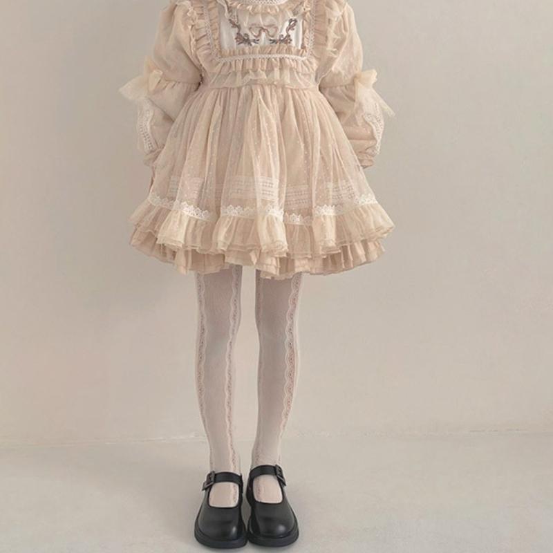 Милые колготки в стиле Лолиты для девочек, колготки для весны и осени, хлопковые вязаные чулки для младенцев, детские колготки, детские колготки для малышей 2-13 лет