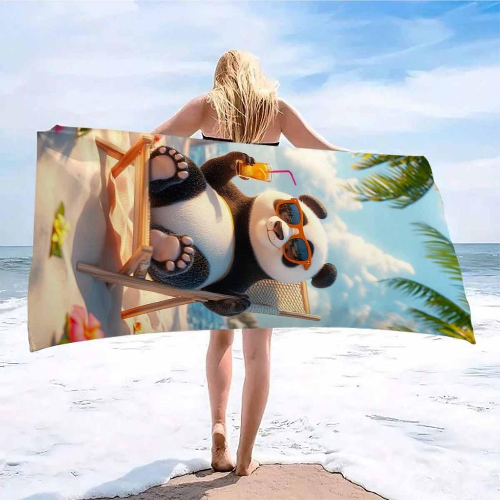 Пляжное полотенце Panda - Мягкое, Супервпитывающее и Веселый Дизайн для Ежедневного Использования и Идеально для Расслабляющих Спа-Моментов