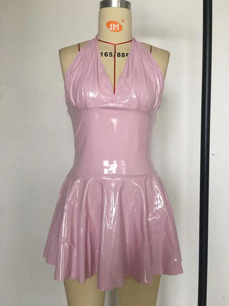 Комбинезон из черной ПВХ искусственной кожи Xi Yun - Размер 5 Костюм для ночного клуба Белье