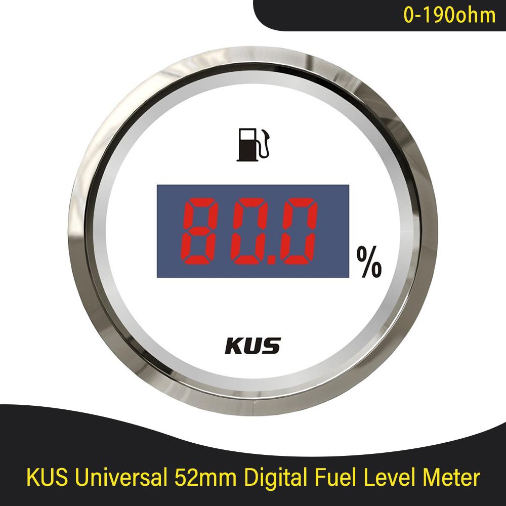 KUS 52mm 0-190ohm 240-33ohm Boat Fuel Level Gauge Waterproof Car Fuel Gauge with Red/Yellow Backlight fit Car Motorcycle Boat