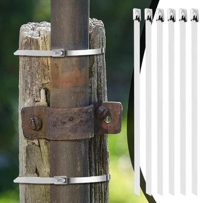 Металлические кабельные стяжки 100 штук Нержавеющая сталь Прочные кабельные стяжки для управления электрическими шнурами для сельского хозяйства, патио, лужайки, сада, кровли