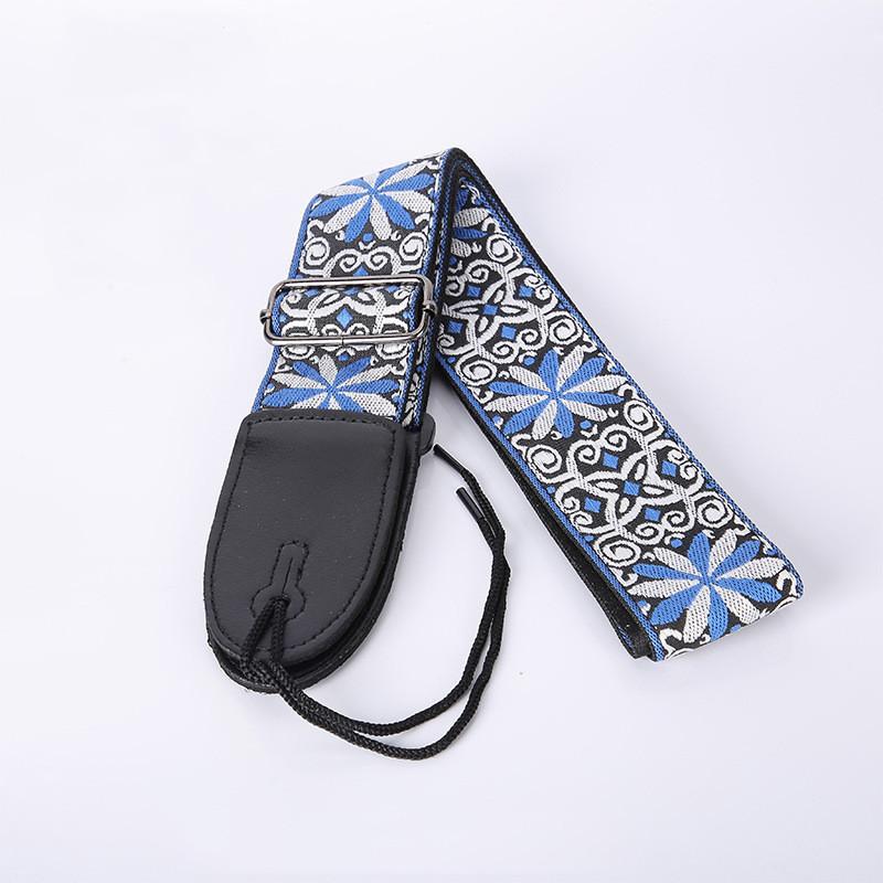 Регулируемый кожаный и тканевый гитарный ремень в этническом стиле с различными узорами для акустических и бас-гитар