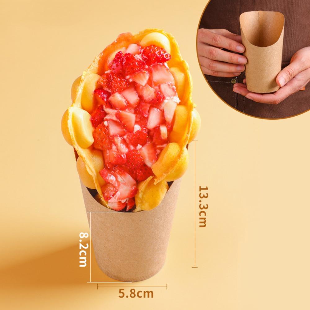 50PCS Thickened Egg Waffle Paper Cup Water Proof Take-out Snack Boxes Kitchen Use