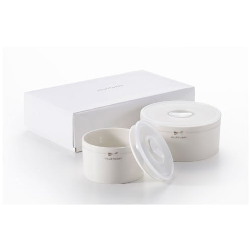 JILL STUART Microwave Pack Storage Containers, White, 2-Piece Set, Microwave Safe, Made In Japan, 41635-33455
