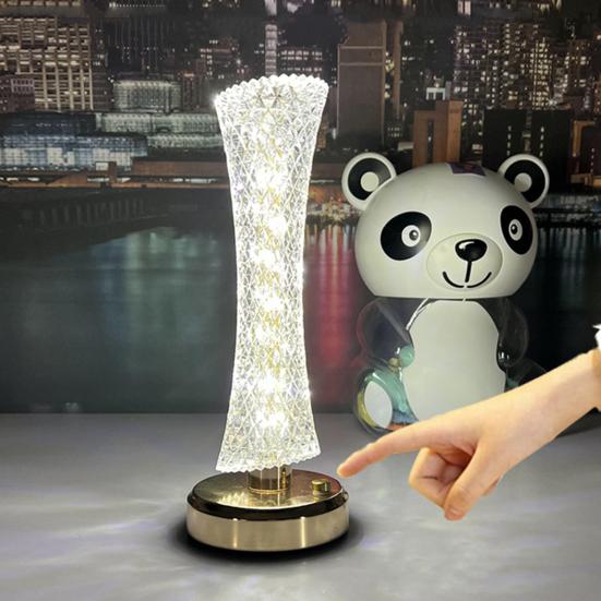 Беспроводная лампа из искусственного кристалла, 3 цветовых режима, регулируемая яркость, светодиодный светильник на батарейках с сенсорным управлением