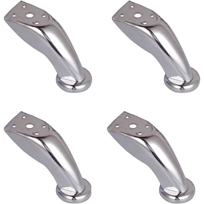 Pieds de meuble - AIMOONSA - Lot 4 (12 cm) - Chromé anti-corrosion - Base plastique - Vis fixation