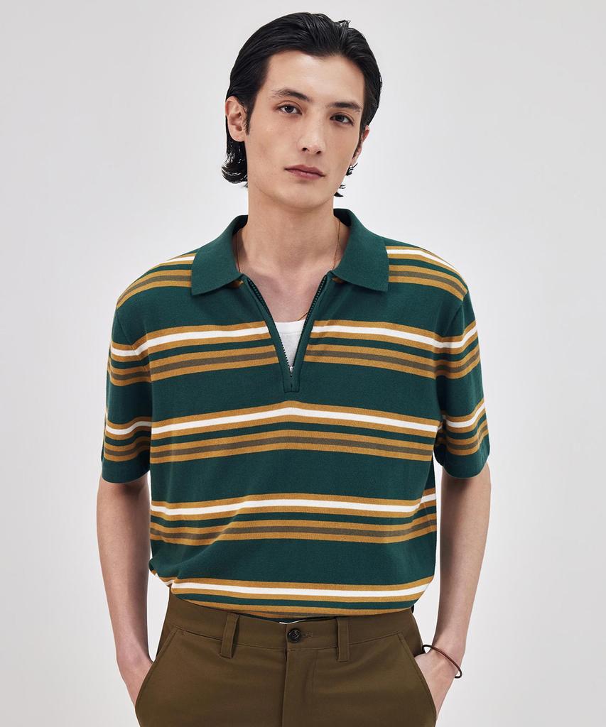 THEKNITCOMPANY Поло-рубашка Orea с молнией и полосками - Posie Green
