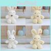 Plush Cute Rabbit Stuffed Animal Toy With Ribbon Bow For Home Office Decor