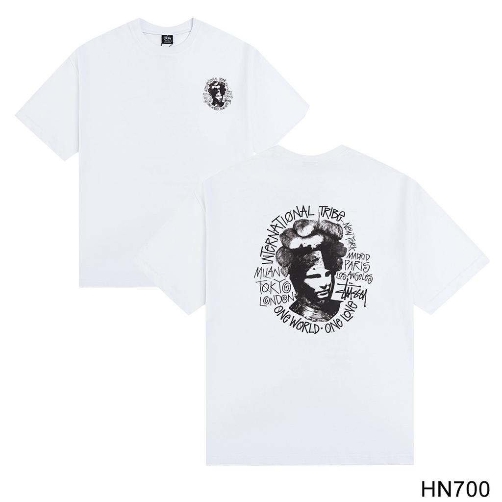 Stussy Летняя новая футболка из высококачественного хлопка с круглым вырезом для мужчин и женщин 2025 года, классический логотип с новым рисунком, парная футболка