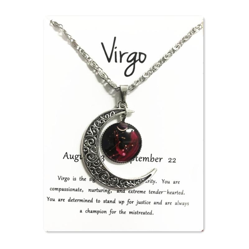 Новое европейское и американское светящееся ожерелье с двенадцатью знаками зодиака, винтажный кулон в виде луны, короткое ожерелье