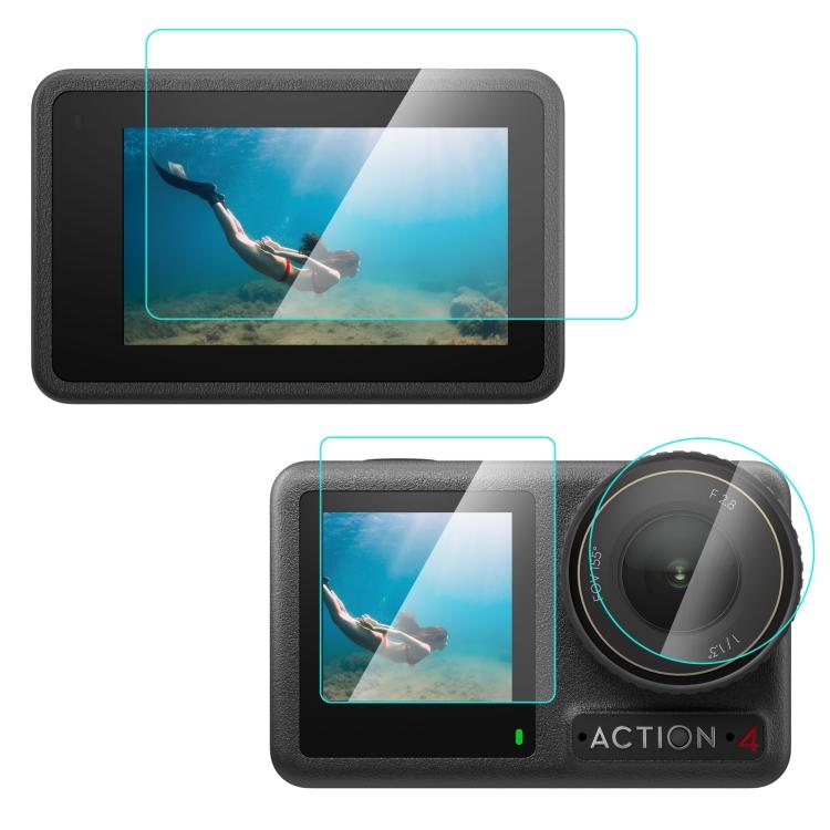 Для DJI Osmo Action 4 PULUZ 3-в-1 Защитное стекло для переднего и заднего экрана, взрывозащитная пленка (прозрачный)