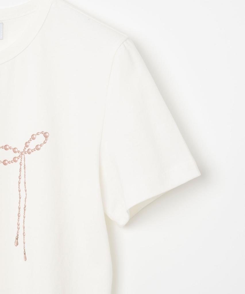 MILLO WOMEN Pearl Ribbon T-Shirt [White]