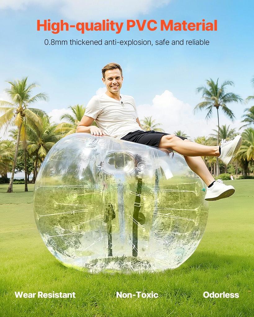 Inflatable Bumper Ball 1-Pack, 5FT/1.5M Body Sumo Zorb Balls for Teen & Adult, 0.8mm Thick PVC Human Hamster Bubble Balls for Outdoor Team Gaming