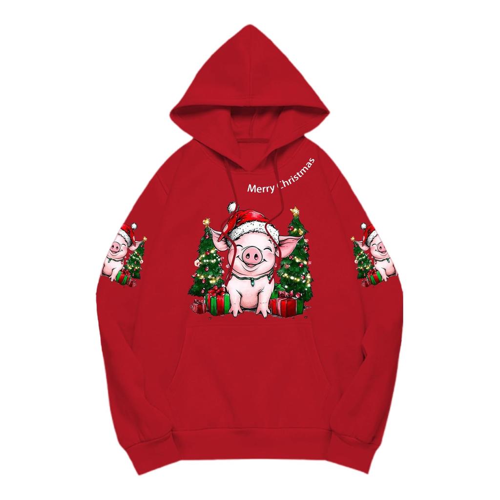 Женский модный повседневный худи с длинным рукавом и принтом для рождественской праздничной вечеринки