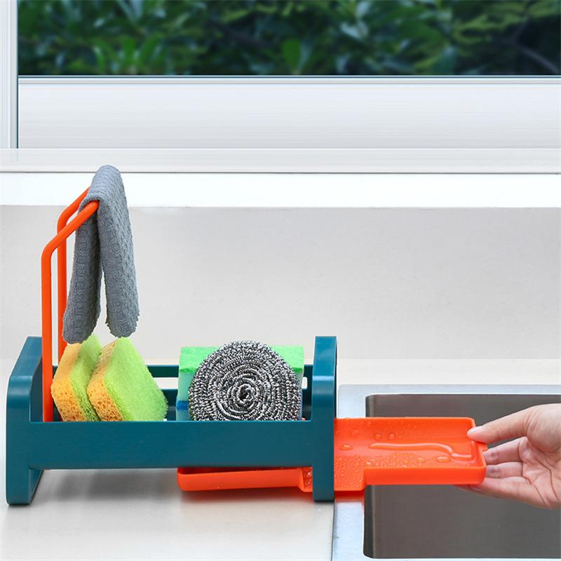 Kitchen Sink Drain Shelf Organizer for Sponge Soap Rag Towel Holder Storage Basket Dish Drying Spice Rack Bathroom Accessories