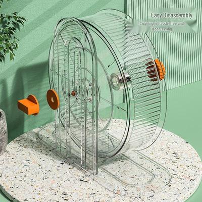 Бесшумное колесо для упражнений для хомяка на шарикоподшипниках со стойкой - Игрушка для золотой клетки