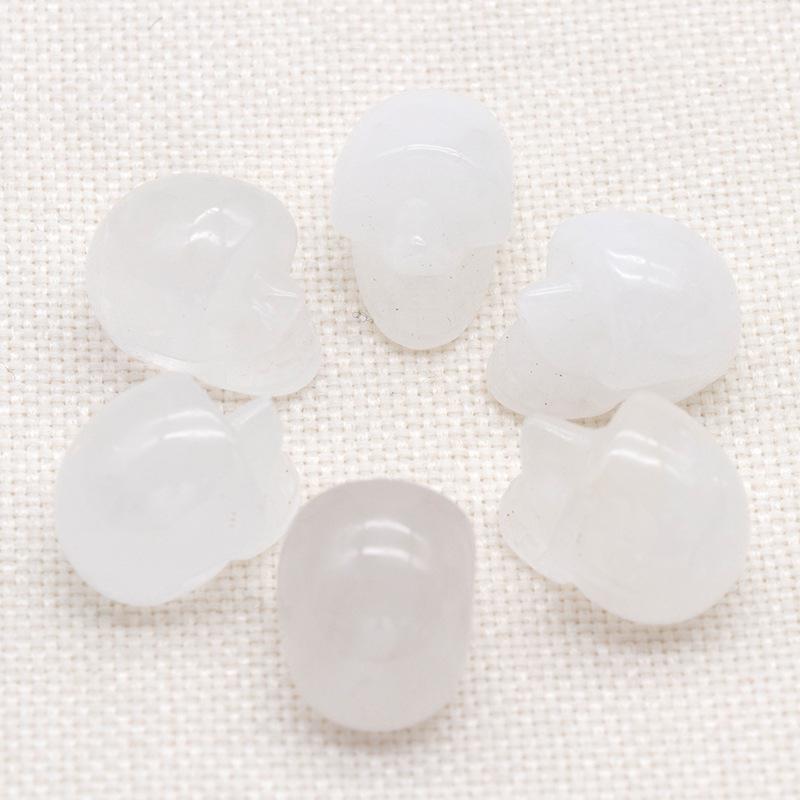 Natural Stone Crystal Skull Carving - 1 Inch Halloween Decoration Craft