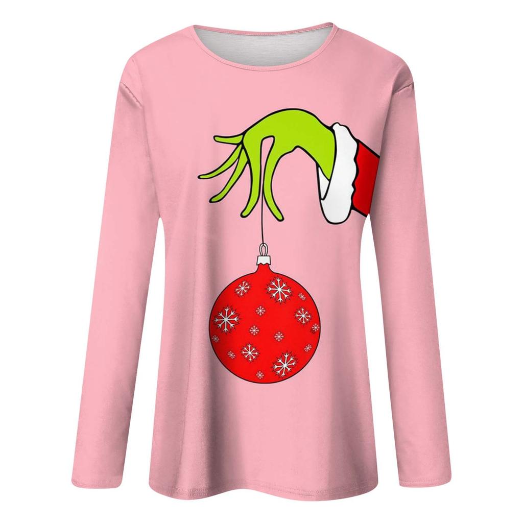 Женская мода, повседневная блузка с длинным рукавом и круглым вырезом, пуловер с принтом