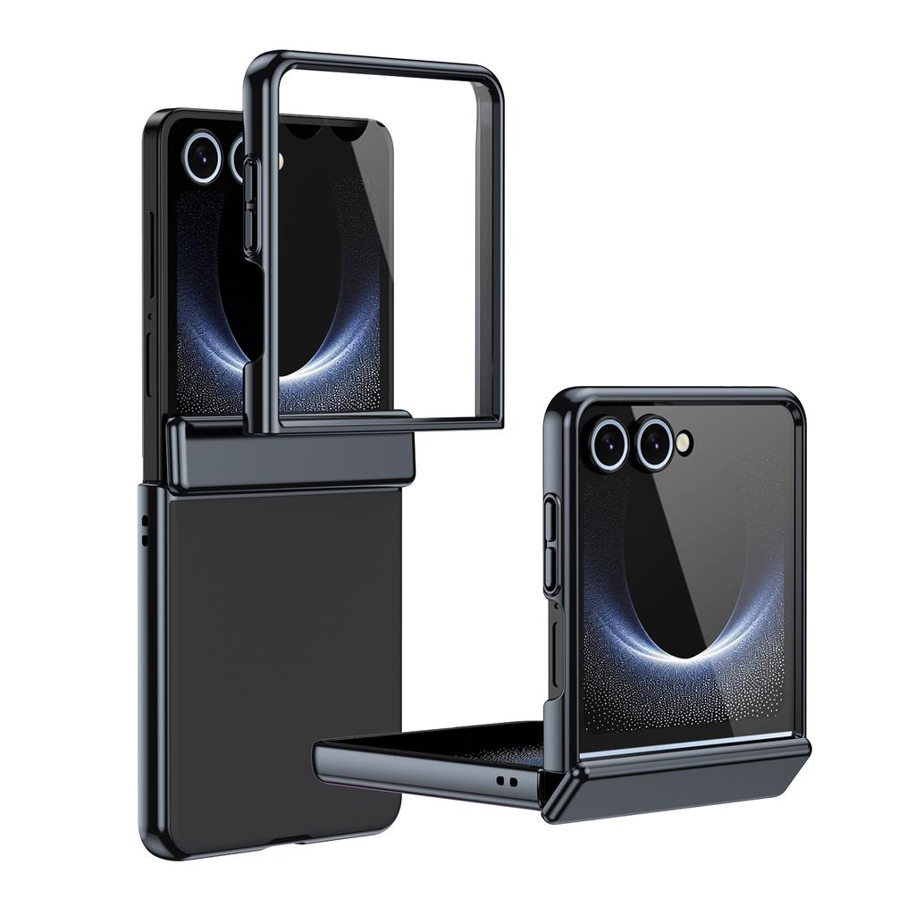 For Samsung Galaxy Z Flip 8 7 6 5 4 5G Phone Case with Built-in Screen Protector & Hinge Protection Electroplating Frosted Cover