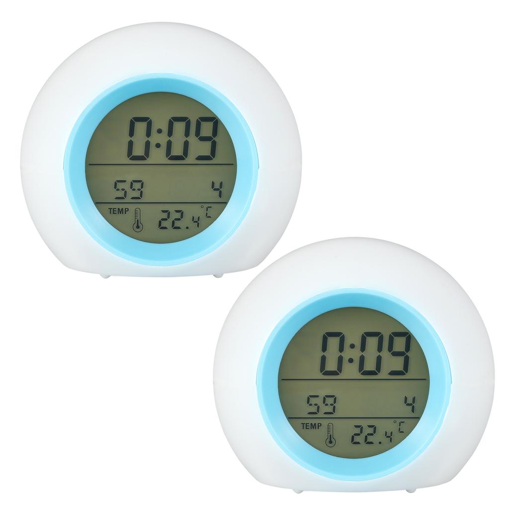 Светодиодный цифровой сферический будильник с 7 меняющими цвет ночником, мелодичным дизайном, питанием от батареек, многофункциональные цифровые часы