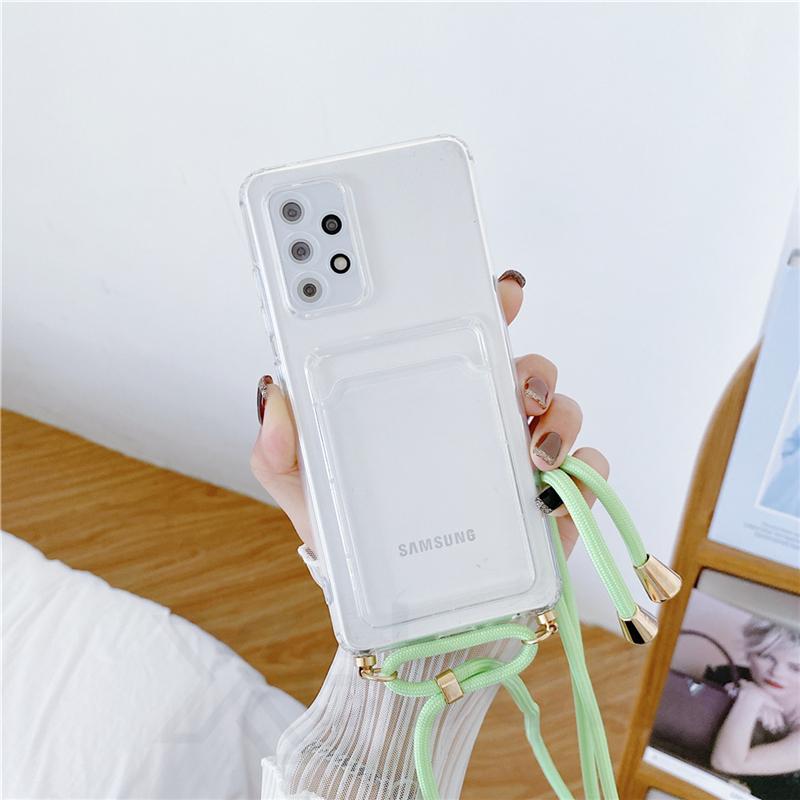 Мягкий прозрачный чехол из ТПУ с ремешком для карты для iphone 14 13 12 11 pro X Xr Xs max/Samsung S22 S21 S20 A13 A23 A33 A53 A12 A22 A32 A52 A72/Redmi 10 9 9A 9C 9T