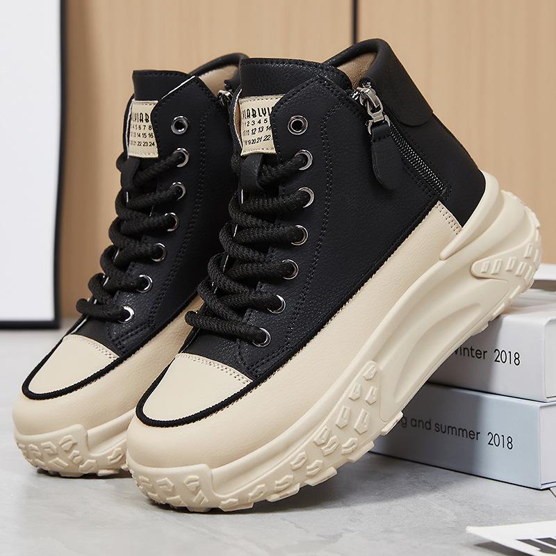 Обувь Женская повседневная обувь с высоким верхом Модная универсальная обувь на платформе Тренд Корейская версия женской обуви Удобные одинарные туфли