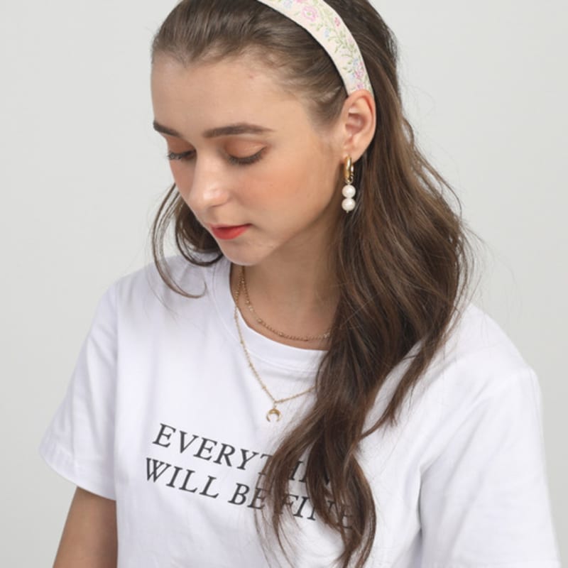 LALA Повязка для волос с розовым узором P-Белый Розовый