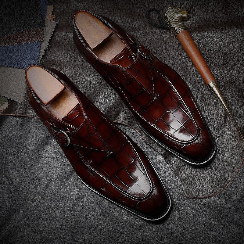 Мужская дизайнерская деловая кожаная обувь Деловая официальная обувь в британском стиле для мужчин Офисная обувь большого размера Туфли с квадратным носком и пряжкой Оксфордские туфли