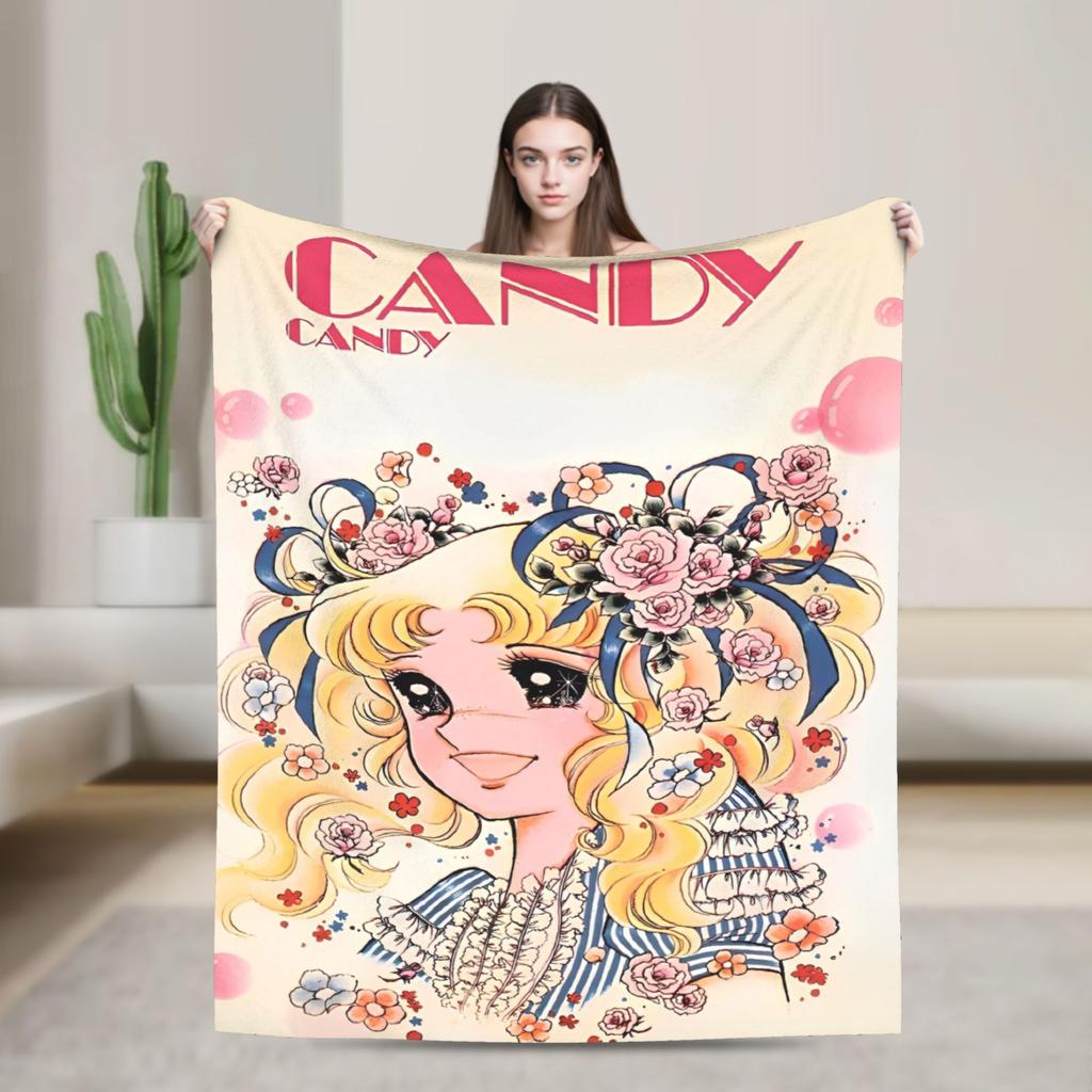 Candy Candy Anime Cartoon Fuzzy Blanket  Awesome Throw Blankets for Home 150*125cm Bedspread