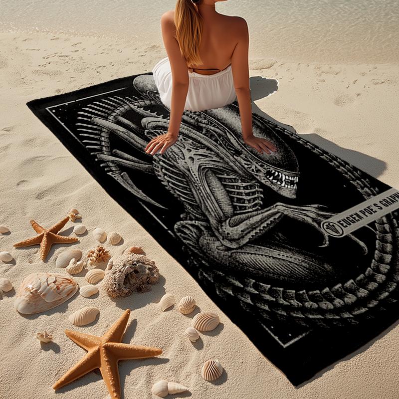 Alien horror Artwork Beach Towel, Super Soft Microfiber, Gift for Her/Him, Birthday, for Pool, Beach, Travel, Home Decor Fan gifts