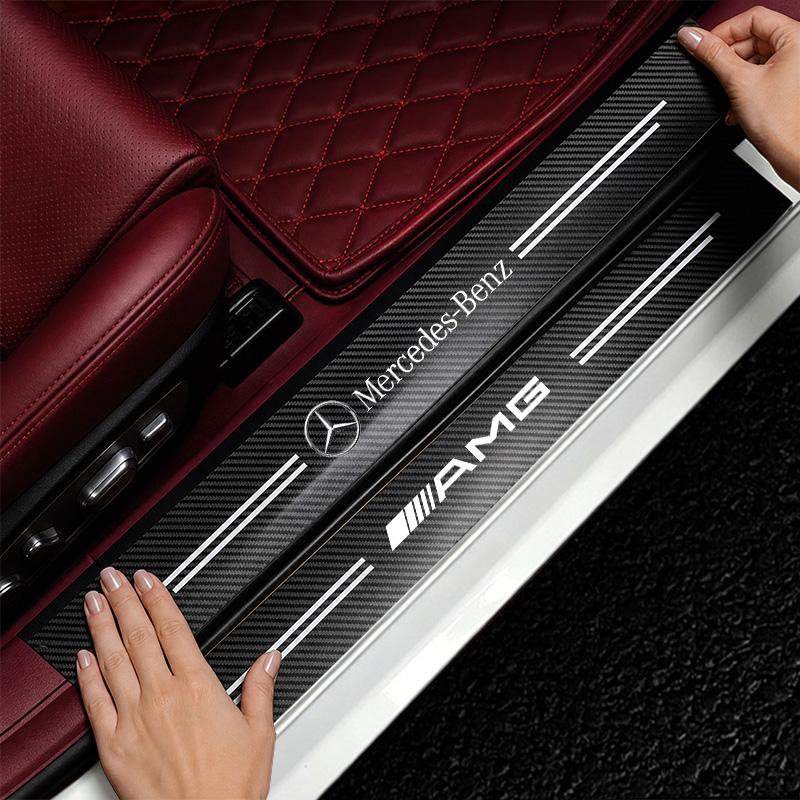 5Pcs Leather Car Door Sill Protector Anti Scratch Sticker For Mercedes Benz AMG GLE GLS CLA CLE GLC CLS GLA W223 W213 W206 W464 QQ74