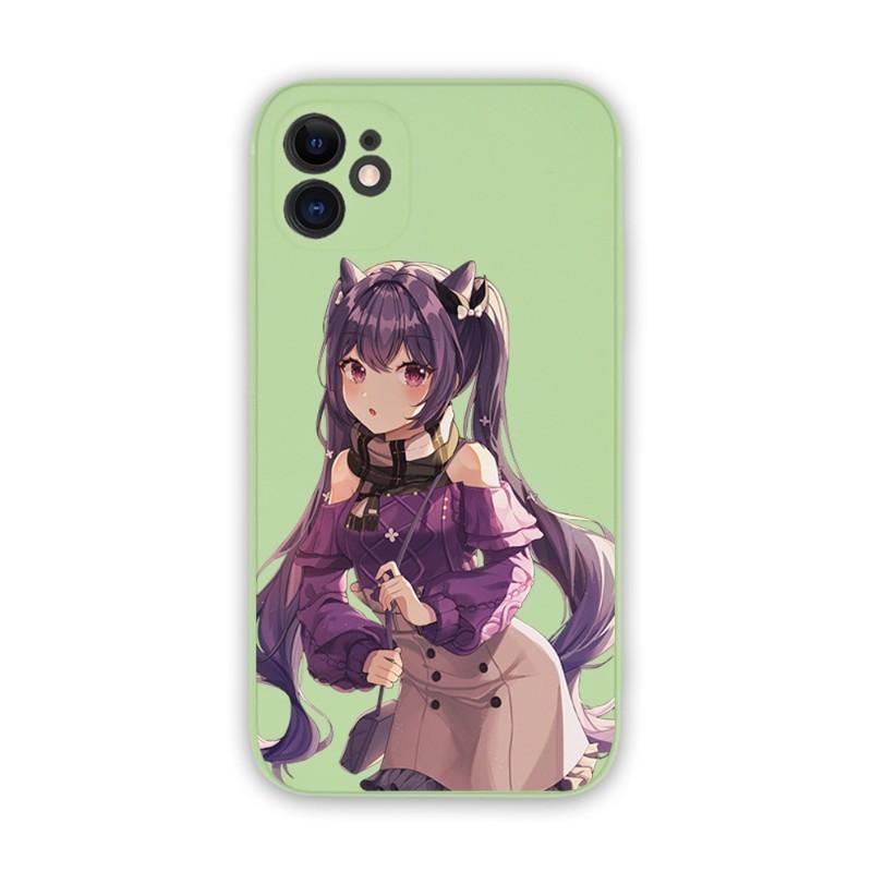 Genshin Impact Keqing Phone Case For IPhone 14 11 12 13 Pro Max X XR XSMax 6 6S 7 8 Plus SE 2022 Soft Square Color Phone Cover