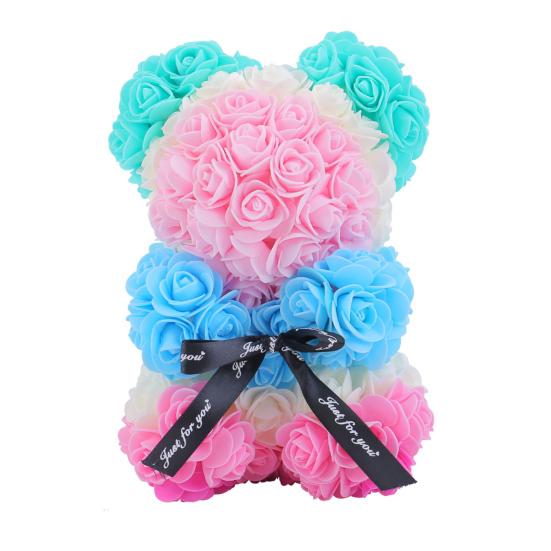 Кукла-медведь из роз, украшение в виде цветка из пенопласта, искусственные цветы, фигурка медведя, подарок на День матери, День святого Валентина для жены, подруги