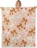GUOYU Blanket Bow Sherpa Throw Blanket for Couch Bowknot Super Soft Cozy Fleece Dreamy Princess Style Blanket for Winter Plush Throw Pink Bow