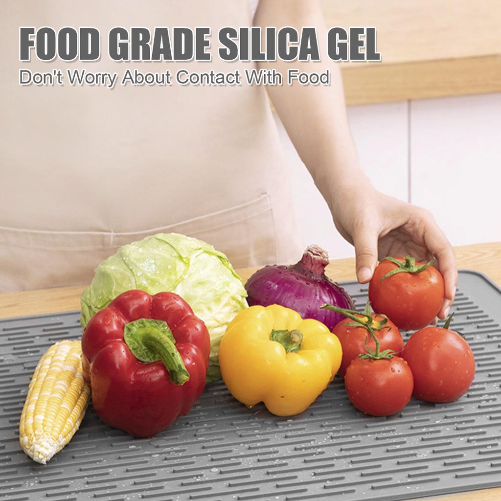 Silicone Drying Mat 40x45cm Large Dish Drainer Mat for Kitchen Counter Heat Resistant Hot Pot Holder Non-Slip Silicone Sink Mat