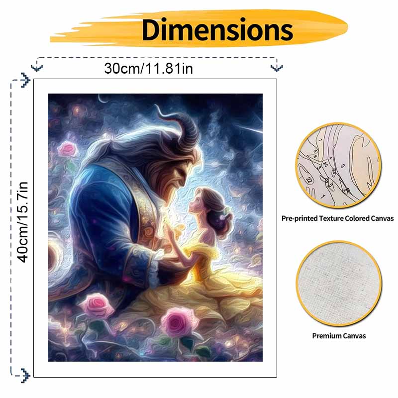 Disney Beauty and the Beast oil painting art romantic fantasy rose handmade diy painting home decoration gift