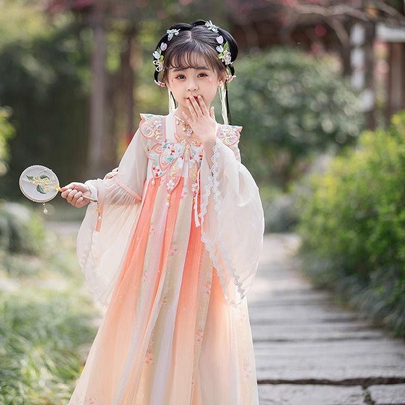 Spring & Autumn Hanfu Dress for Girls - Ancient Style Tang Suit Fairy Costume