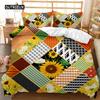 Sunflower Duvet Cover Set Yellow Flower Bedding Set Sunflower Botanical Floral Garden Bloom Print On Black Polyester Quilt Cover