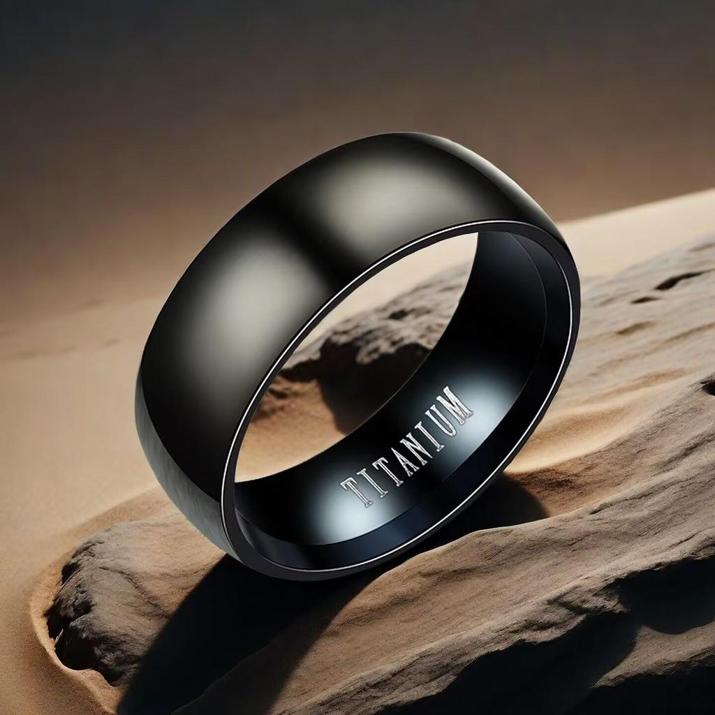 Classic Unisex Black Titanium Steel Ring - Matte Brushed Finish
