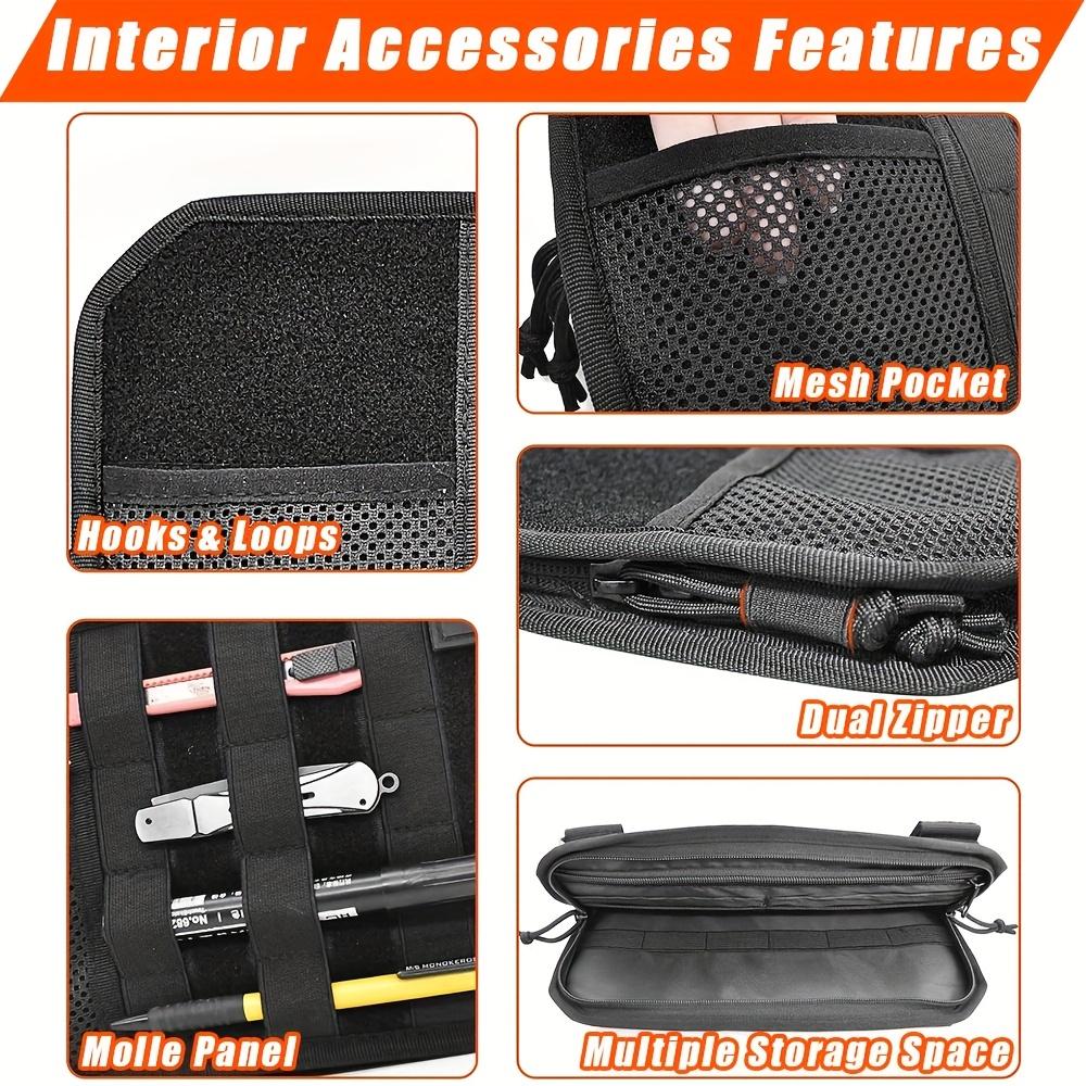 Car Sun Visor Storage Bag with Molle System & Double Zipper Closure - Heavy-Duty All-in-One Organizer with MOLLE Webbing