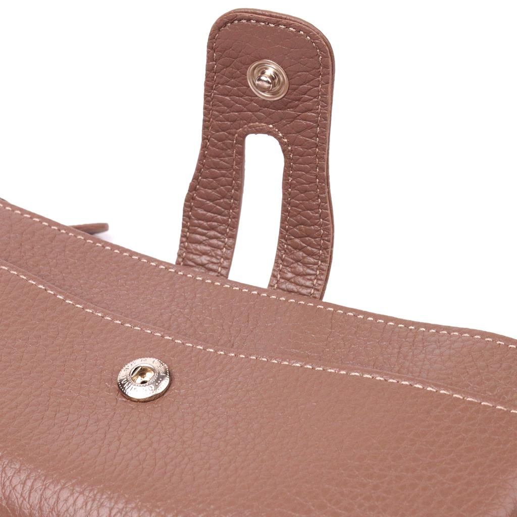 Интересный женский кошек из натуральной зернистой кожи CANPELLINI Wallet 21634 Бежевый