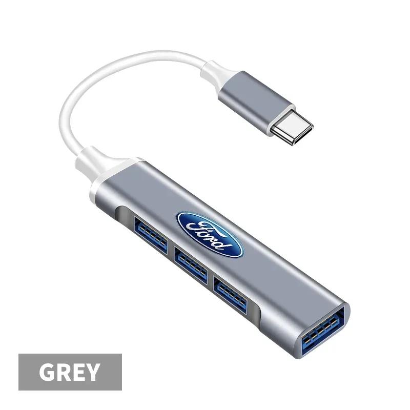 Новая автомобильная наклейка 2026 года Автомобильный USB-C хаб 4-в-1 Док-станция для ноутбука USB-разветвитель Преобразование мультиинтерфейсов Для Ford ST Line Focus 3 Mond