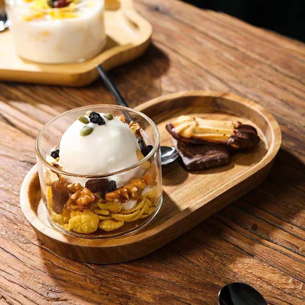 Сделай сам Стеклянный пудинговый стаканчик Прозрачные круглые сервировочные миски Десертный поднос Желе