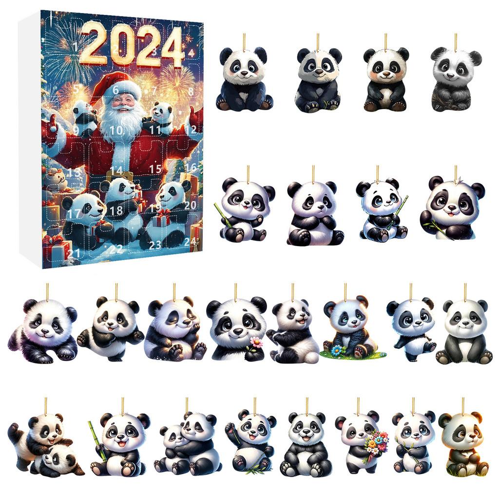Panda Holiday Countdown Calendar Featuring 24 Acrylic Backpack Charms For Christmas Celebration