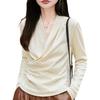 Women's Fashionable Slimming V-Neck Casual Base Shirt - Autumn/Winter 2025 Collection