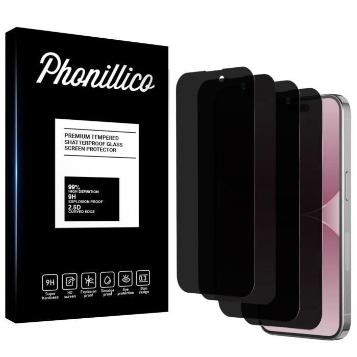 Screen Protector - Phonillico - iPhone 15 PRO MAX - Pack of 4 - Anti-spy - Scratch-resistant