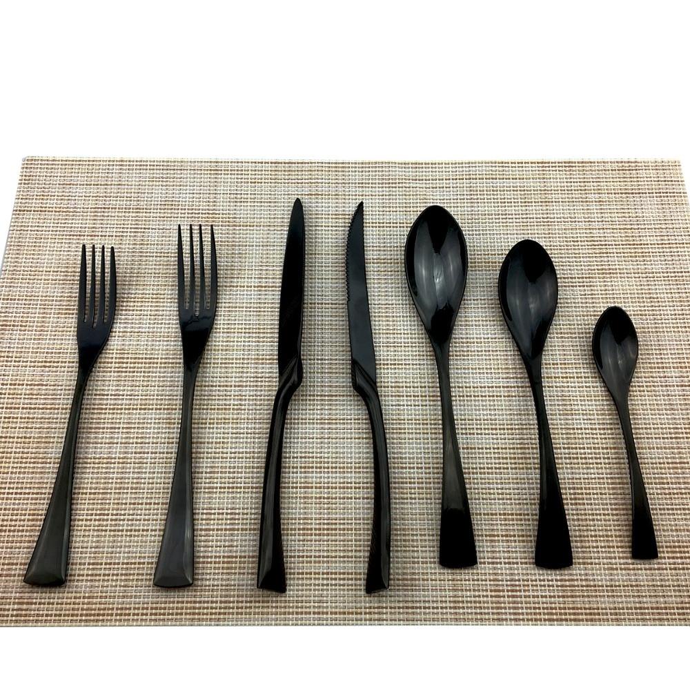 1-Piece Mirror Black Cutlery Set 18/10 Stainless Steel Western Food Tableware Sets Butter Fork Spoon Dinnerware