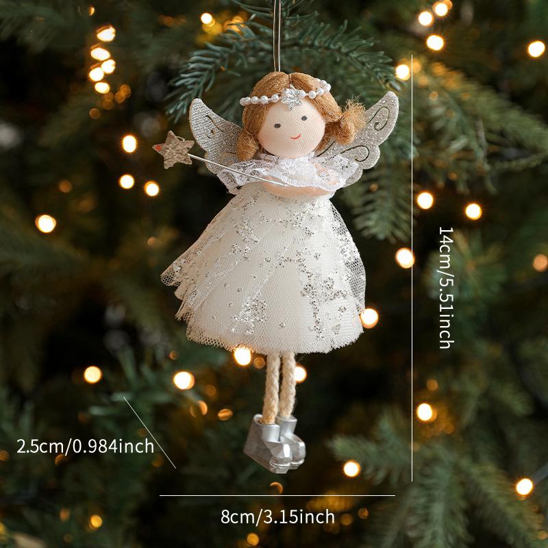 1PC Angel Girl Romantic Christmas Gift Pendant Creativity Plush Doll Decoration Cute Mesh Ornament